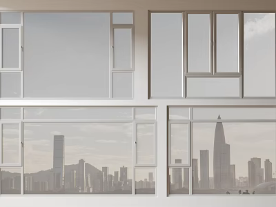 Modern Casement Windows With Panoramic Cityscape View And Sleek Design 3d model