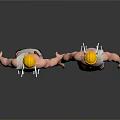 3D Character Model Front Back View with Yellow Helmet White Tunic Brown Pouch Red Sandals