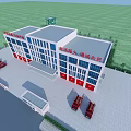Modern Fire Station Building With Red Garage Bays And Multi Story Design