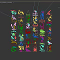 Orange Hieroglyphic Style Sculpture Carving With Multiple Symbolic Figures Against Gray Background And Reflection