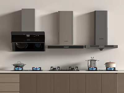 Range Hood Modern Range Hood Gas Stove 3d model