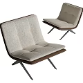 Modern Lounge Chairs with Light Fabric Seats and Dark Metal Legs