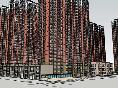 Modern High Rise Residential Buildings With Commercial Podium And Glass Windows Exterior Design 3d model