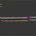 Futuristic Swords With Blue Yellow Neon Lights And Shiny Reflections