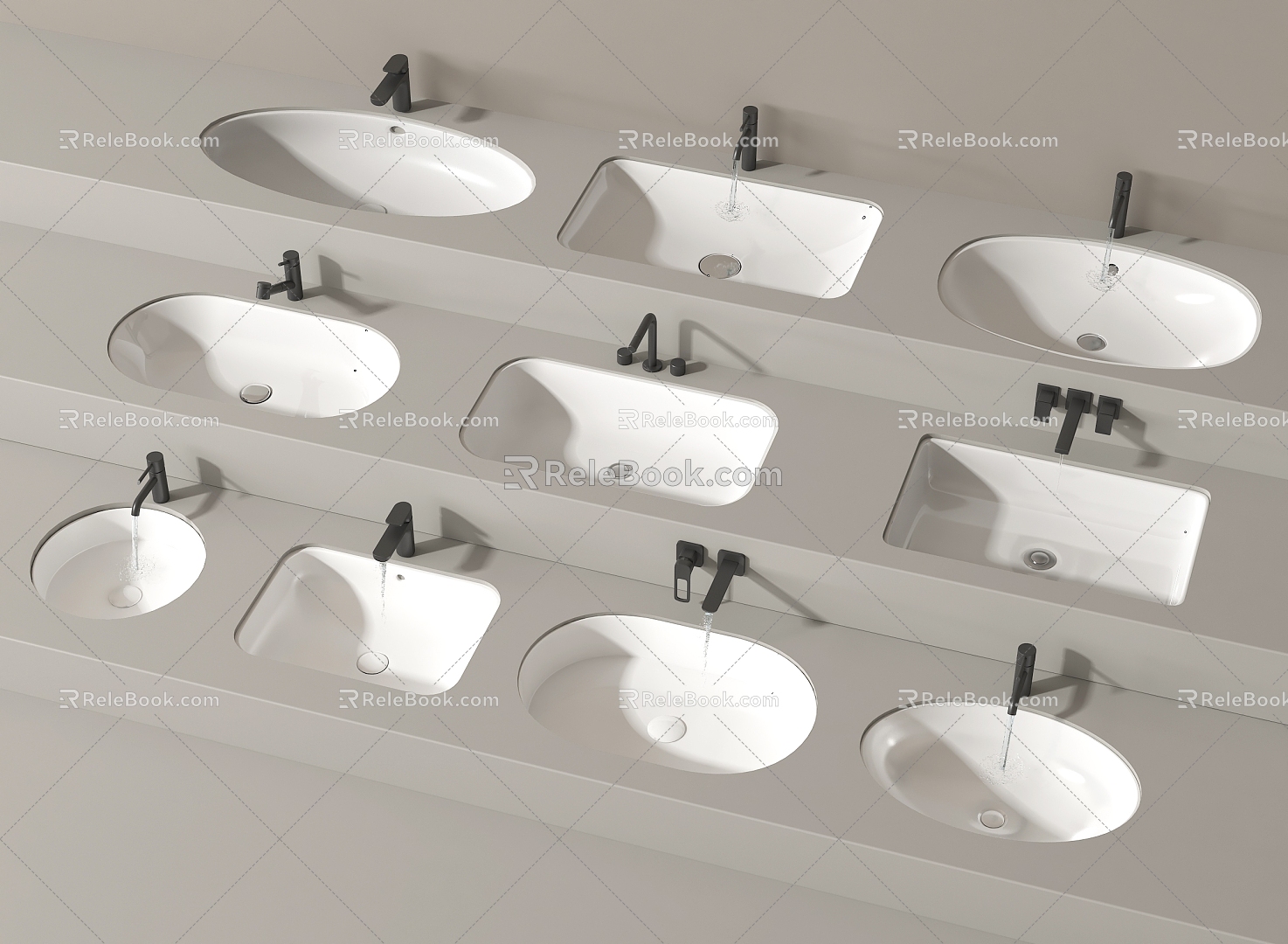 wash basin wash basin counter basin faucet 3d model