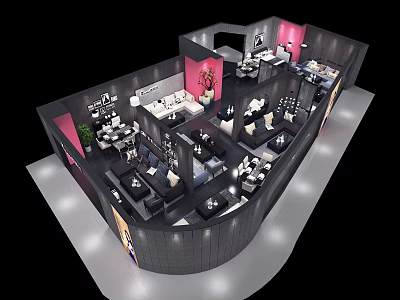 Modern Liquor Store Interior Layout With Wine Shelves Seating Area Bar Counter And Decorative Elements 3d model