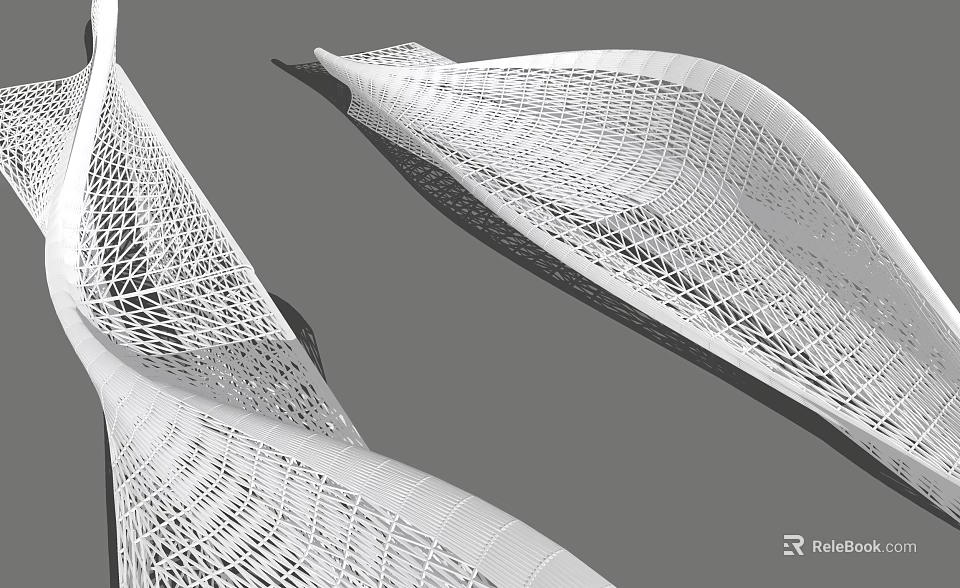 Modern White Outdoor Chair Featuring Streamlined Mesh Structure Design 3d model 