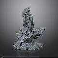 Artistic Wood And Stone Sculpture With Blue Gray Texture And Irregular Shape