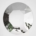 Modern Round Mirror with Geometric Lines and Abstract Design Features