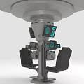 Futuristic Sci-Fi Console Control Station With Multiple Screens And Black Seats 3d model