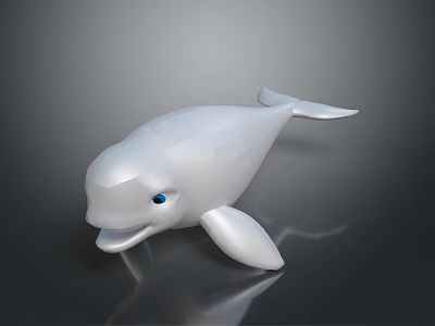 White Dolphin Toy Model Featuring Blue Eyes Smooth Surface And Reflection 3d model