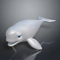 White Dolphin Toy Model Featuring Blue Eyes Smooth Surface And Reflection 3d model