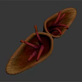 Unique Tropical Plants with Trumpet Shaped Brown Bodies and Curved Red Tentacle Like Appendages