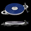 Headphone Speaker Turntable with Blue Vinyl Record Stylus Arm and Audio Player Equipment