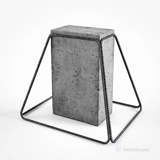Modern Concrete Coffee Table With Geometric Black Metal Frame And Minimalist Design 3d model 