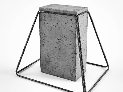 Modern Concrete Coffee Table With Geometric Black Metal Frame And Minimalist Design 3d model