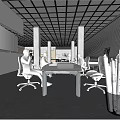 Modern Office Interior Design With White Meeting Table And People Collaborating
