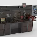 Complete Hardware Tools Set With Workbench Wall Mounted Hanging Tools And Storage Cabinets 3d model