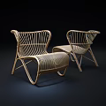 Modern Rattan Leisure Chairs With Woven Structure And Curved Frame Design