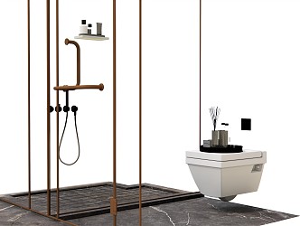 Modern Toilet Wall-mounted Toilet Shower with Nozzle Ornaments Aromatherapy Bathroom Small Supplies 3d model