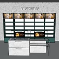 Cosmetics Display Shelves With Arranged Racks And Counter In Modern Store