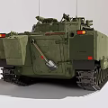 Military Weapon Main Battle Tank With Green Armor Turret And Cannon Tracks