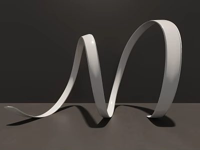 Modern Minimalist Floor Lamp With Curved White Structure And Shadow 3d model