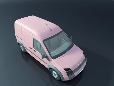 Pink Compact Cargo Van With Smooth Exterior Design And Black Accents 3d model