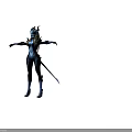 Fantasy Game Movie Character With Blue Skin Long Blonde Hair And Spiked Armor Design