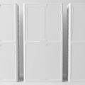Light Blue Beige Light Gray Storage Cabinets with Upper Glass Doors and Lower Solid Doors