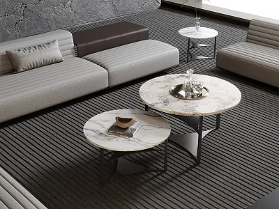 Elegant Modern Living Room Coffee Table With Marble Top And Metal Frame Design 3d model