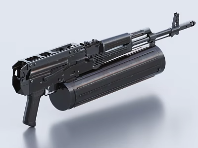 Modern Black Tactical Assault Rifle With High Capacity Magazine And Barrel 3d model