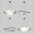 Contemporary Modern Pendant Light Designs With Curved Metal Frames And Soft White Lighting Shades
