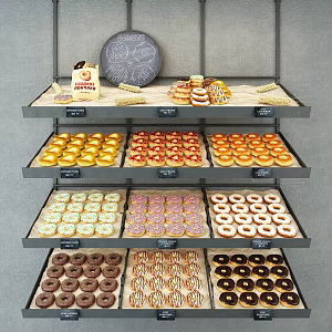 Modern Shelf Donut Bread Combo 3d model