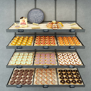 Modern Shelf Donut Bread Combo 3d model