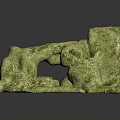 Green Natural Stone Decorative Piece With Textured Surface And Hollow Design On Reflective Base