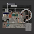 Unique Miniature Building Model With Multi Level Structure And Mixed Material Design Details
