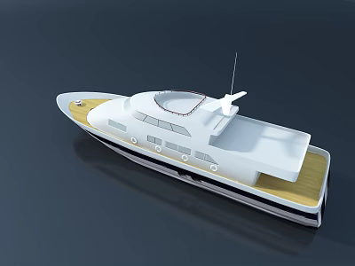 Modern Luxury Yacht With White Hull Wooden Deck And Sleek Exterior Design 3d model