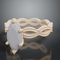 Fashion Ring with Intricate Twisted Band and Large Oval Gemstone Adorned with Small Accent Stones