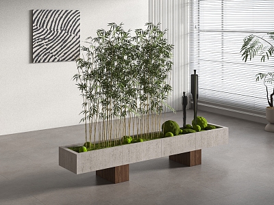 Bamboo Plant Combination Courtyard Bamboo Landscape Bamboo Flower Pond Flower Box Flower bed Indoor Green Bamboo Hedgerow Bamboo 3d model