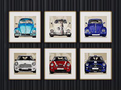 Modern Children's Room Hanging Painting Car Decorative Painting Combination Boy's Room Decorative Painting 3d model