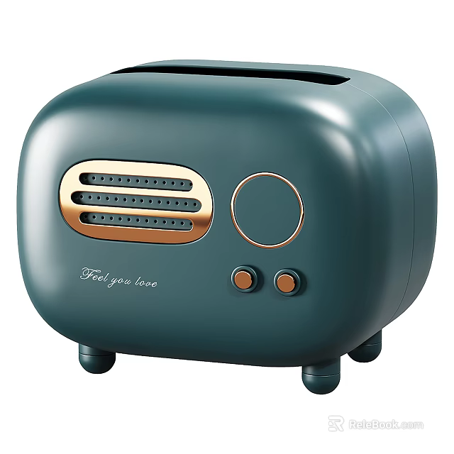 Teal Kitchen Toaster With Golden Accents Control Panel Buttons And Best You Love Text 3d model 
