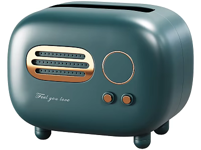 Teal Kitchen Toaster With Golden Accents Control Panel Buttons And Best You Love Text 3d model