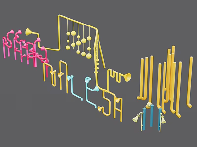 Colorful Playground Equipment Featuring Slides Climbing Frames Swings And Fun Structures For Kids 3d model