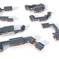 Ancient Architecture Models With Traditional Tile Roofs And Courtyard Layouts 3d model