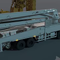 Yellow Large Crawler Crane With Complex Structure And White Truck Parked Beside