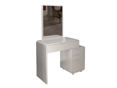 Modern White Dressing Table Interior With Mirror Drawers And Smooth Tabletop 3d model