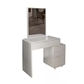 Modern White Dressing Table Interior With Mirror Drawers And Smooth Tabletop