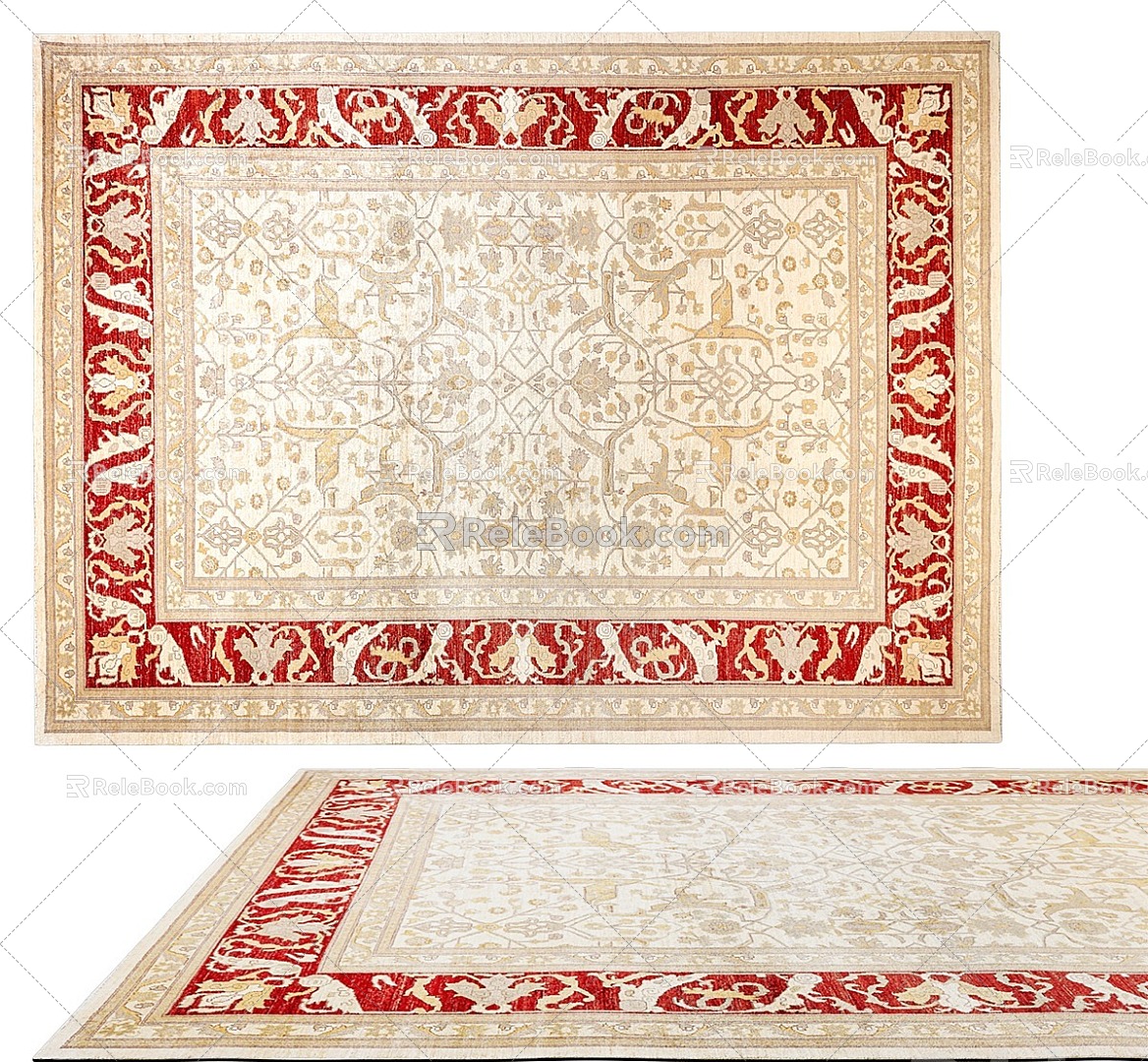 Carpet Nordic Ethnic Style Large Area Full of Crystal Velvet Persian Turkish Bedside Living Room American Retro European Country Square 3d model