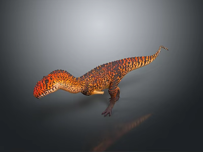 3D Dinosaur Model With Orange And Black Spotted Skin Distinctive Head Crest And Standing Posture 3d model